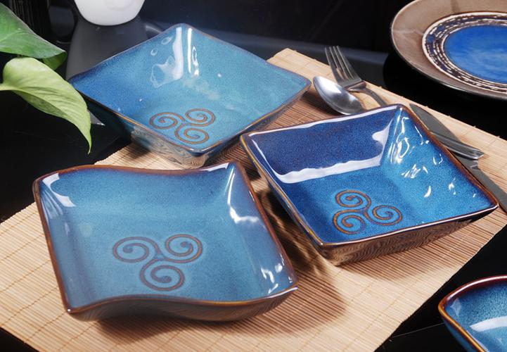 湖南株洲异形 个性图案 浅盘碗 特色餐厅餐具 手绘陶瓷碗 复古创意碗